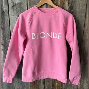 BRUNETTE The Label “BLONDE” Classic Crew Neck Sweatshirt - Pink